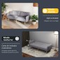 Sofá Cama 3 Plazas Lino Sintético | Respaldo Doble Ajustable | 173 cm