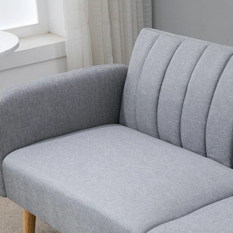 Sofá Cama 3 Plazas Lino Sintético | Respaldo Doble Ajustable | 173 cm
