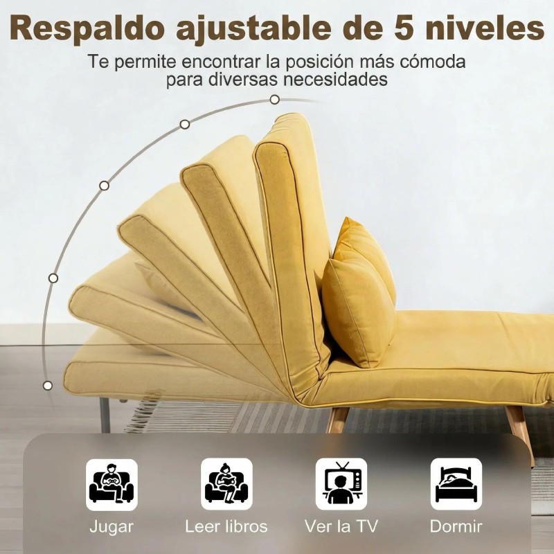 Sofá Cama 2 Plazas 3en1 Lino | 5 Posiciones | 195x120 cm