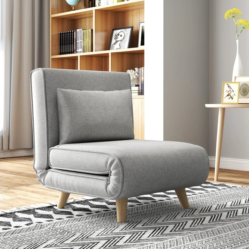 Sillón Cama 3en1 Lino Sintético | 6 Posiciones | 72x190 cm | 120 kg