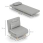 Sillón Cama 3en1 Lino Sintético | 6 Posiciones | 72x190 cm | 120 kg