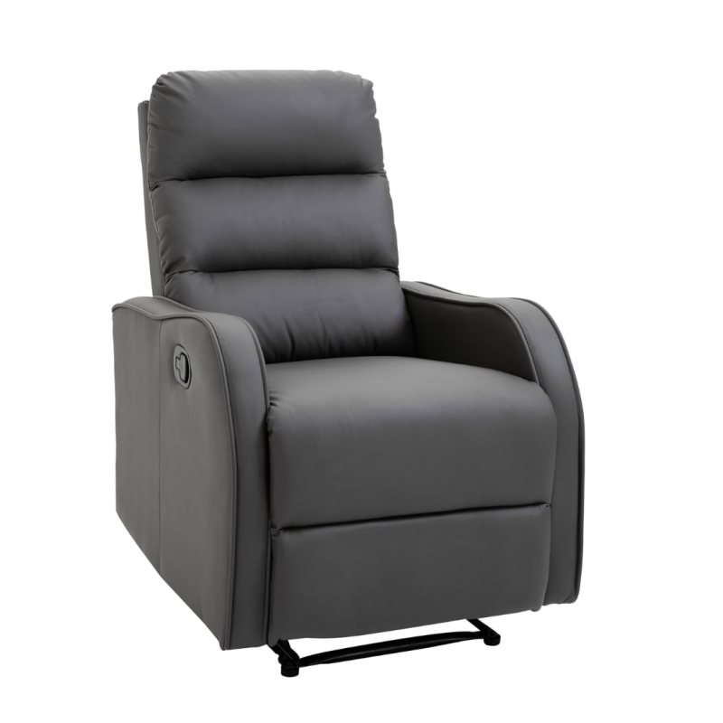 Sillón Relax Reclinable PU Gris | Reposapiés Retráctil | 160°
