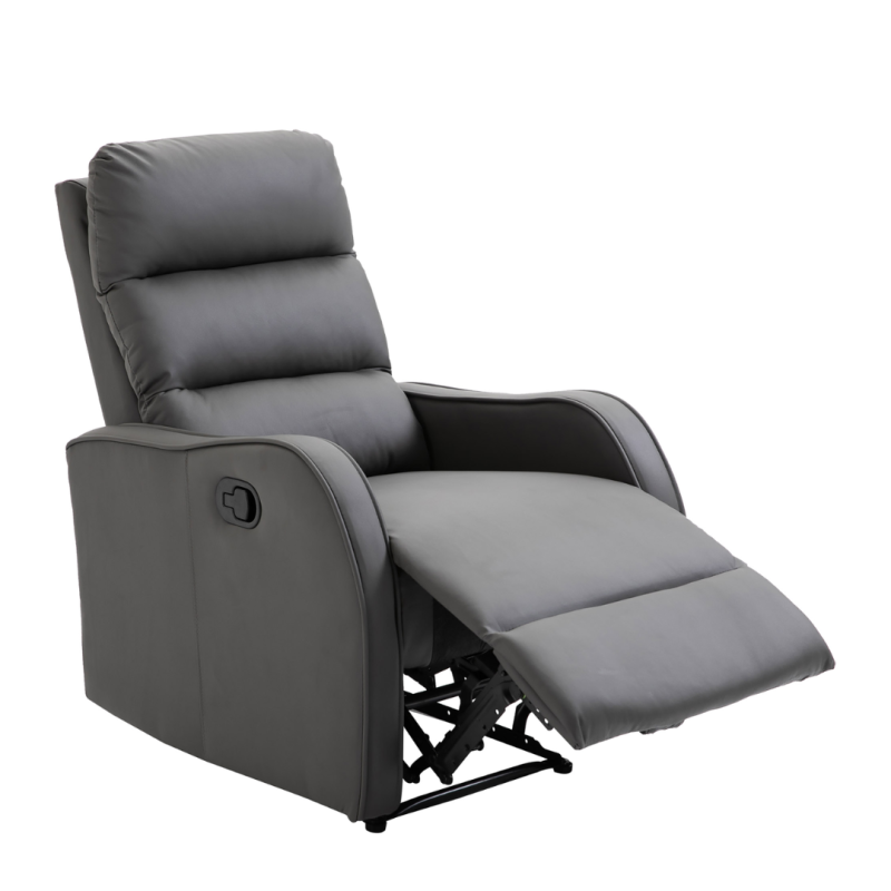 Sillón Relax Reclinable PU Gris | Reposapiés Retráctil | 160°