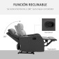 Sillón Relax Reclinable PU Gris | Reposapiés Retráctil | 160°