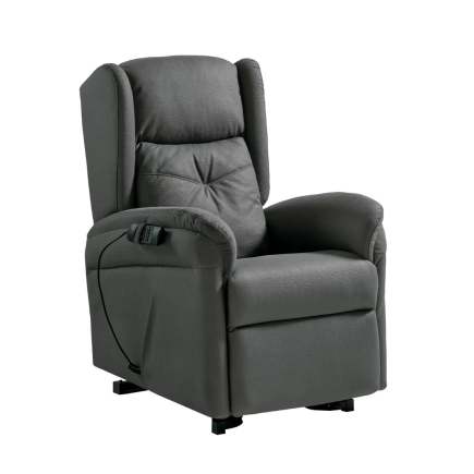 Sillón Power Lift Jaén 2 Motores | Piel Sintética Gris Antracita | Elevación Asistida