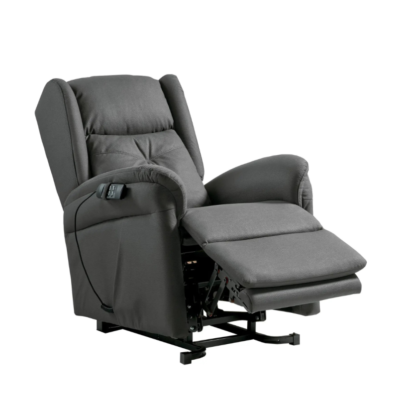 Sillón Power Lift Jaén 2 Motores | Piel Sintética Gris Antracita | Elevación Asistida