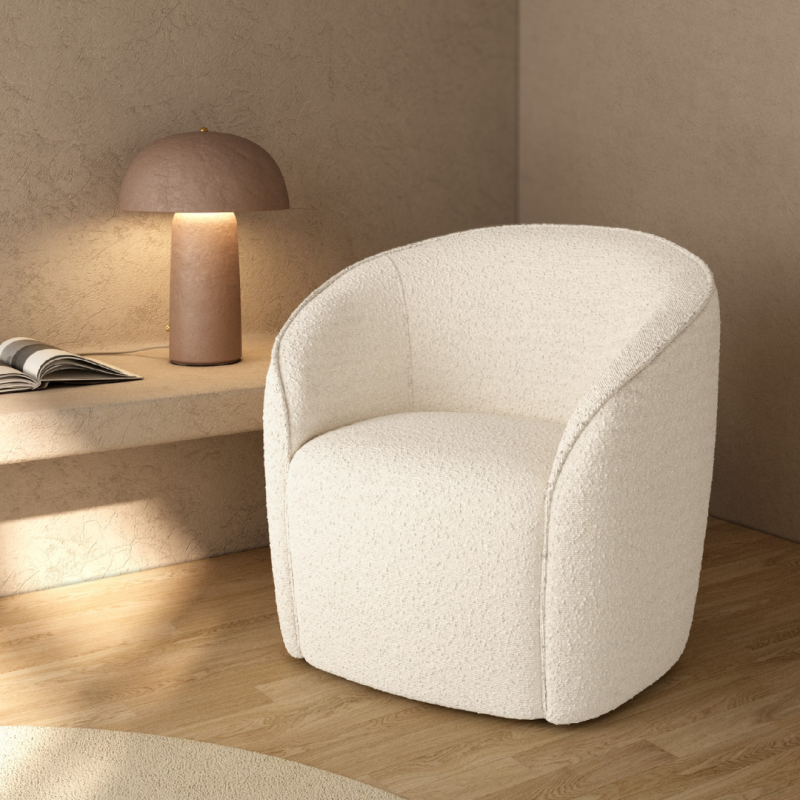 Butaca Loto Tejido Lamb Beige | Diseño Curvo Envolvente | 75x67x70 cm