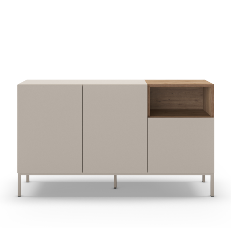 Aparador Cailin Crema y Roble Pata Metal | 140 o 180 cm | Hueco Abierto