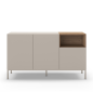 Aparador Cailin Crema y Roble Pata Metal | 140 o 180 cm | Hueco Abierto