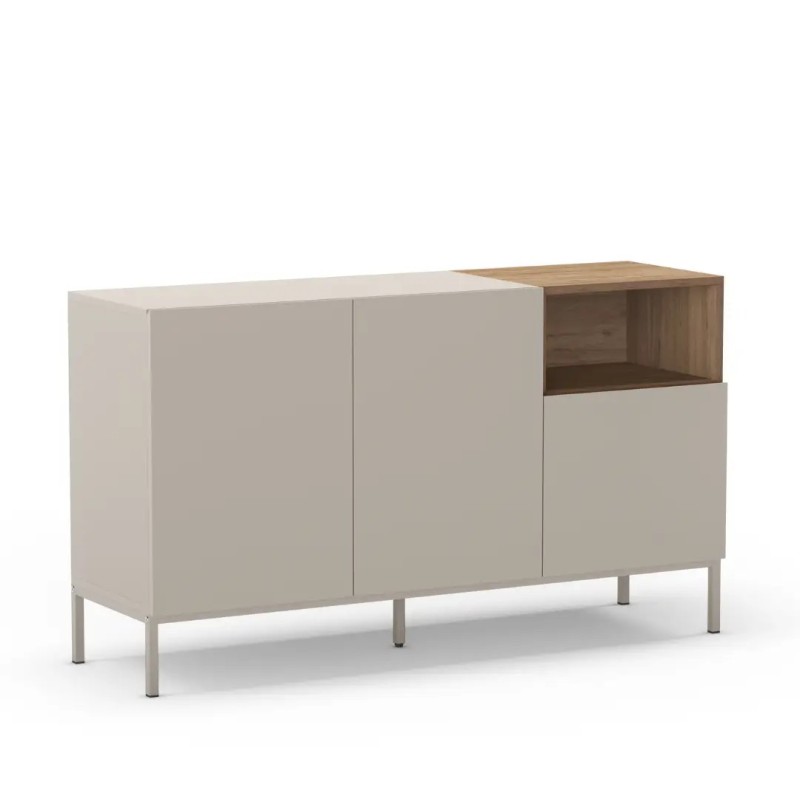Aparador Cailin Crema y Roble Pata Metal | 140 o 180 cm | Hueco Abierto