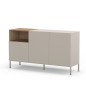 Aparador Cailin Crema y Roble Pata Metal | 140 o 180 cm | Hueco Abierto