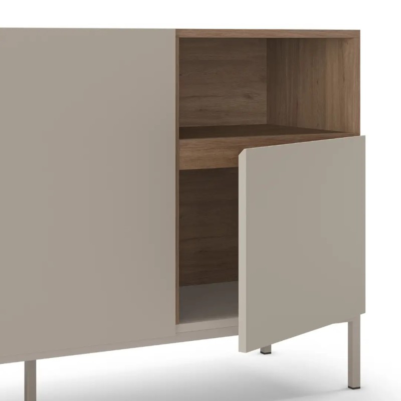 Aparador Cailin Crema y Roble Pata Metal | 140 o 180 cm | Hueco Abierto