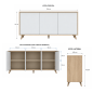 Aparador Kikua 3 Puertas Push Blanco Artik y Roble Canadian | 154x40x75 cm