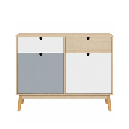 Aparador Nórdico Multicolor 2 Puertas 2 Cajones | Patas Pino | 100x40x79,5 cm