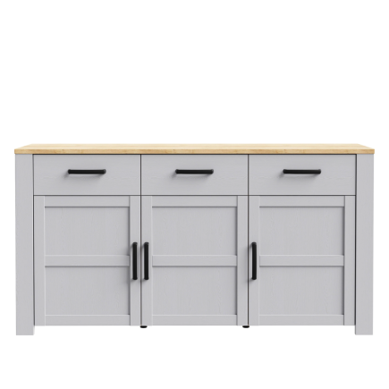 Aparador Nova 166 cm Gris y Roble Riviera | 3 Puertas 3 Cajones