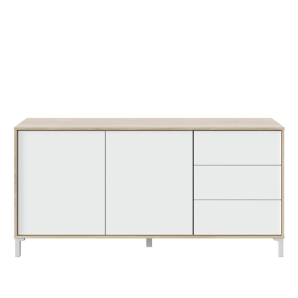 Aparador Brooklyn 154 cm Blanco y Roble | 2 Puertas 3 Cajones