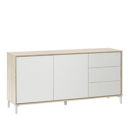 Aparador Brooklyn 154 cm Blanco y Roble | 2 Puertas 3 Cajones