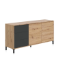 Aparador Brooklyn Roble Nodi y Antracita | 2 Puertas 3 Cajones | 154x41x74 cm