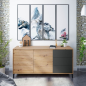 Aparador Brooklyn Roble Nodi y Antracita | 2 Puertas 3 Cajones | 154x41x74 cm
