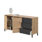 Aparador Brooklyn Roble Nodi y Antracita | 2 Puertas 3 Cajones | 154x41x74 cm