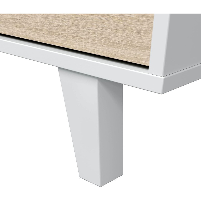 Aparador Zaiken Plus 3 Puertas Push Blanco Brillo y Roble Canadian | 154x41x75 cm