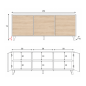 Aparador Zaiken Plus 3 Puertas Push Blanco Brillo y Roble Canadian | 154x41x75 cm