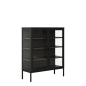 Vitrina Titania Metal Negro Puertas de Cristal | 90x35x110 cm