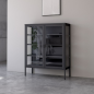 Vitrina Titania Metal Negro Puertas de Cristal | 90x35x110 cm