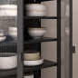 Vitrina Titania Metal Negro Puertas de Cristal | 90x35x110 cm