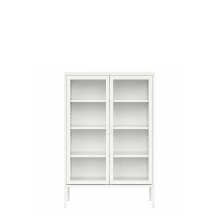 Vitrina Titania Metal Crema Puertas de Cristal | 90x35x110 cm