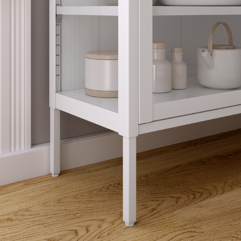 Vitrina Titania Metal Crema Puertas de Cristal | 90x35x110 cm