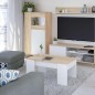 Aparador Auxiliar Kikua con Vitrina | Roble Canadian y Blanco Ártik