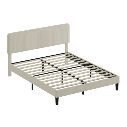 Cama Nora 160x200 Crema | Somier + Cabecero Pana Regulable