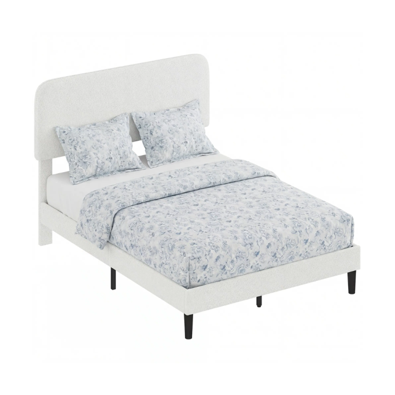 Cama Mila 135x190 | Cabecero Borreguito Blanco Ajustable en Altura