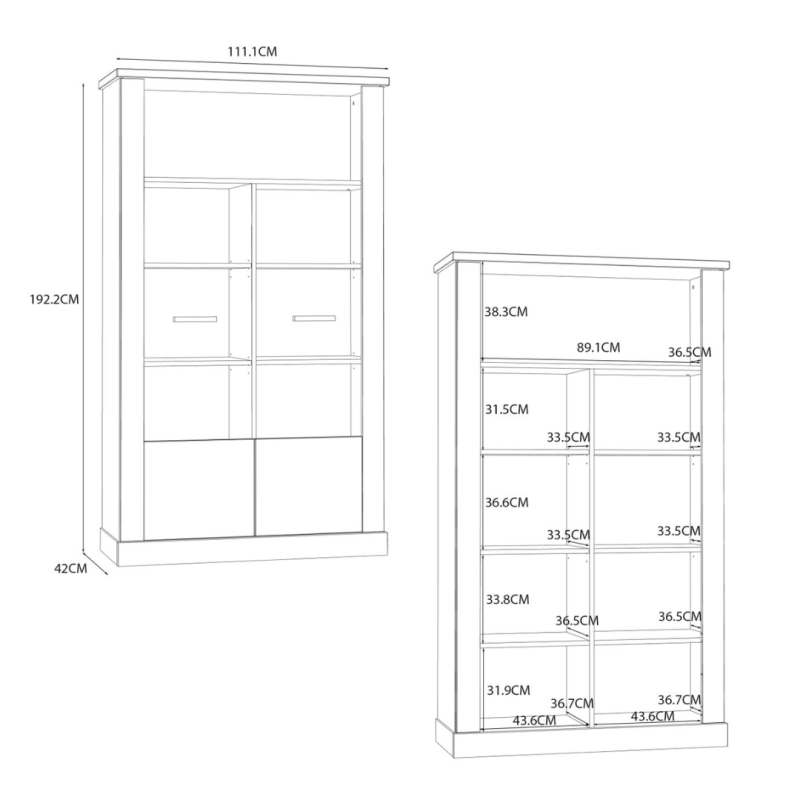 Vitrina Mokka Puertas de Cristal y 8 Compartimentos