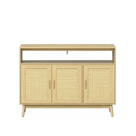 Aparador Cannage Natural 120 cm | Rejilla, 2 Puertas y Patas de Pino