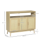 Aparador Cannage Natural 120 cm | Rejilla, 2 Puertas y Patas de Pino