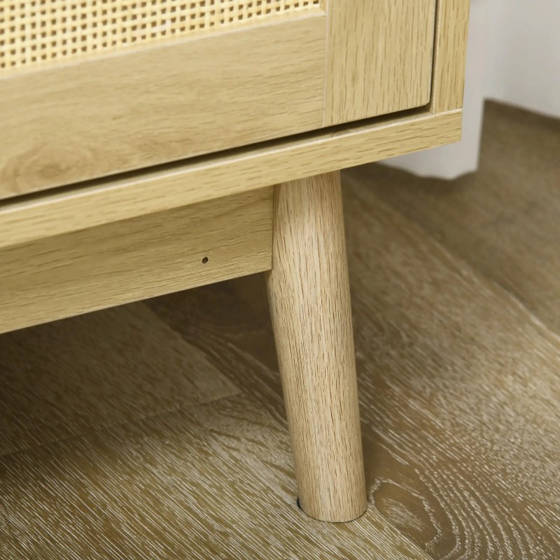 Aparador Cannage Natural 120 cm | Rejilla, 2 Puertas y Patas de Pino