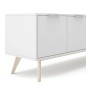 Mueble TV Campus 140 cm | 4 Puertas Blanco Nórdico Patas Madera