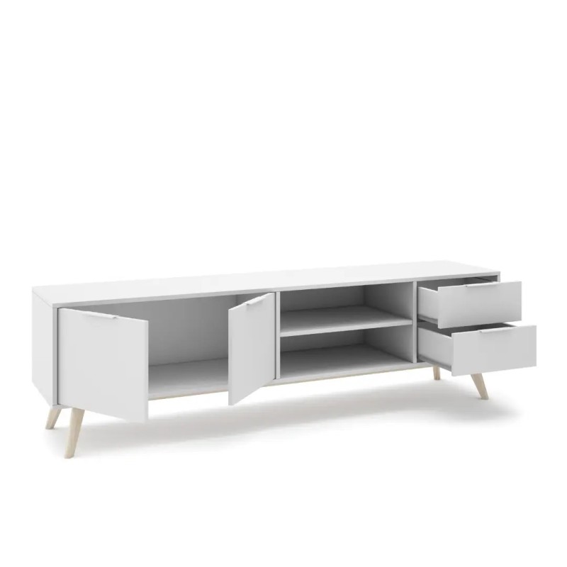 Mueble TV Campus 180 cm | 2 Puertas, 2 Cajones y Huecos Abiertos