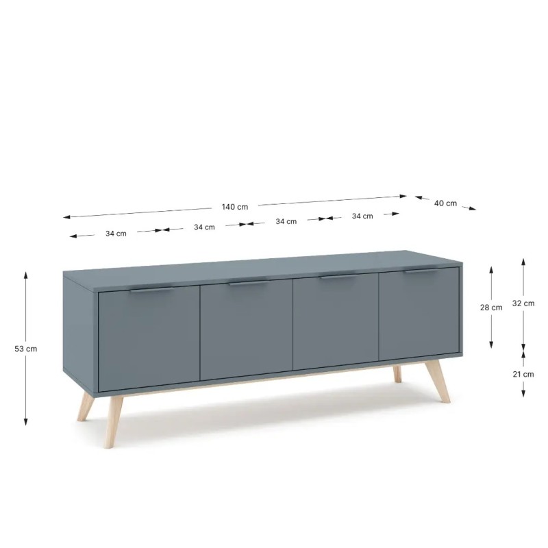 Mueble TV Pisco 140 cm | 4 Puertas Verde Kaki Estilo Nórdico