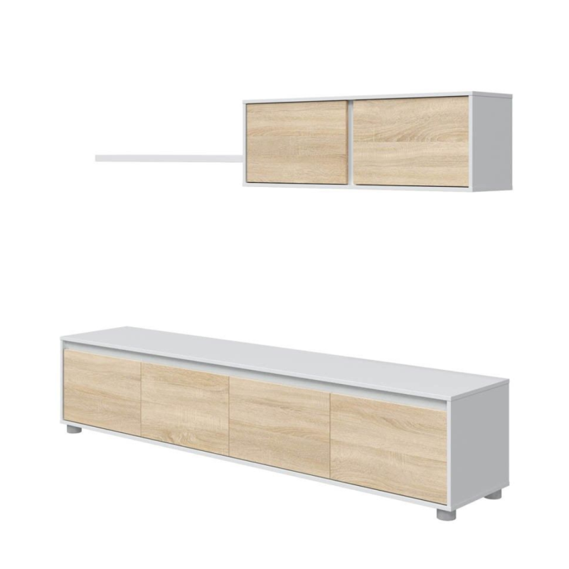 Conjunto Salón Alida 200 cm | Mueble TV, Módulo y Estante Roble Canadian