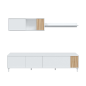 Conjunto Salón Ethna 200 cm | Mueble TV Push, Módulo y Estante Blanco Natur