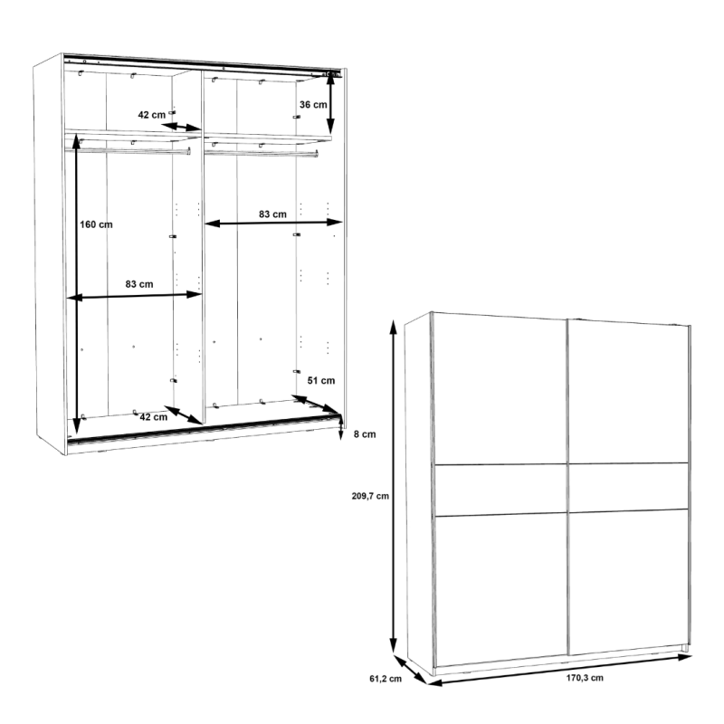 Armario Puertas Correderas 170cm Reversible | Muebles Tam Tam