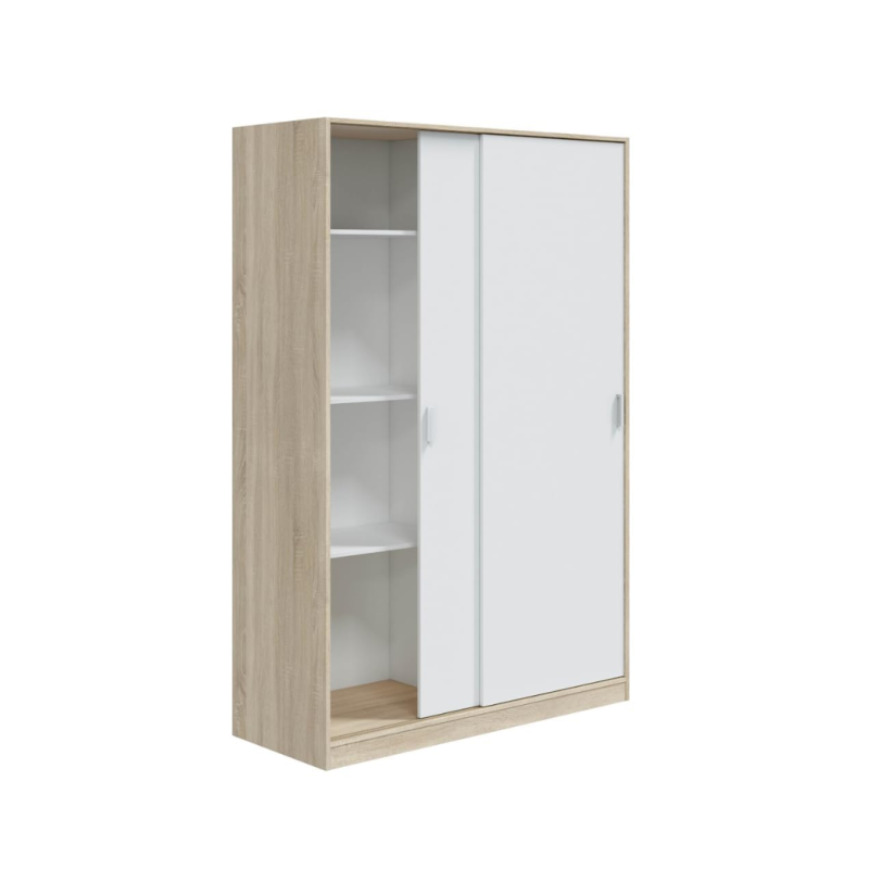 Armario Puertas Correderas 120cm Roble y Blanco | Muebles Tam Tam