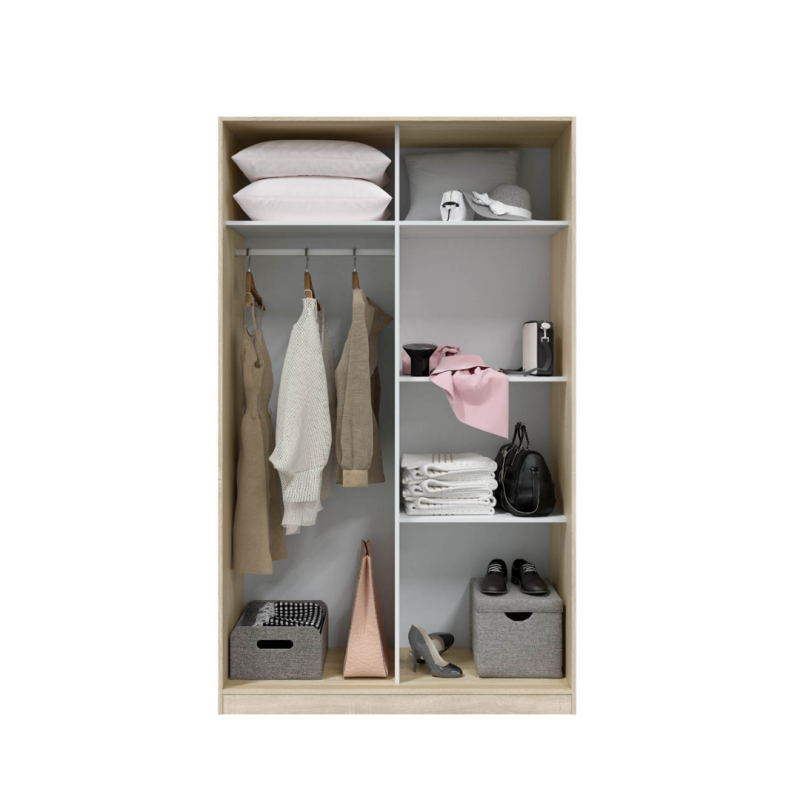Armario Puertas Correderas 120cm Roble y Blanco | Muebles Tam Tam