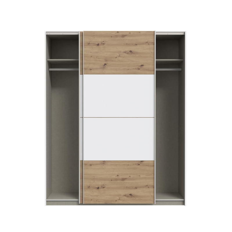 Armario 150cm Puertas Correderas Reversible Roble y Blanco | Muebles TamTam