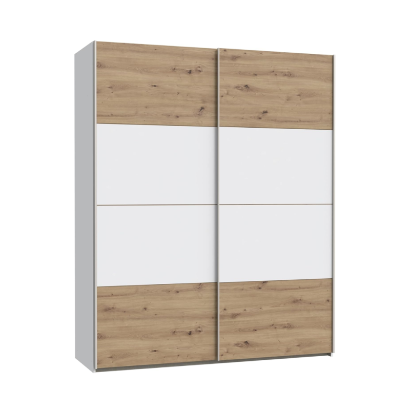 Armario 150cm Puertas Correderas Reversible Roble y Blanco | Muebles TamTam
