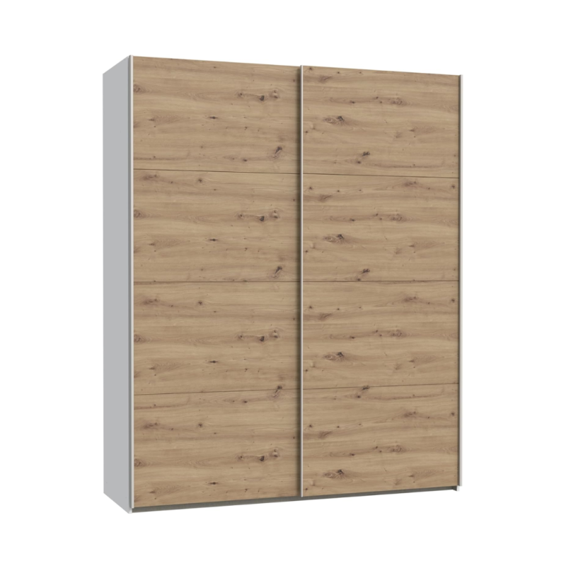 Armario 150cm Puertas Correderas Reversible Roble y Blanco | Muebles TamTam