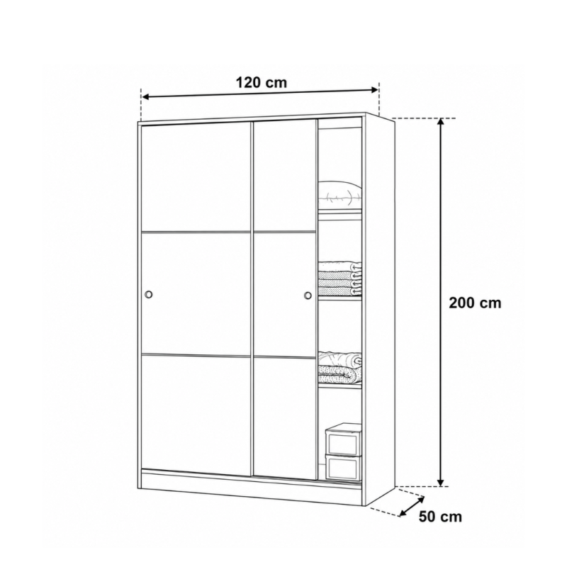 Armario Blanco Brillo 120cm Puertas Correderas | Muebles Tam Tam
